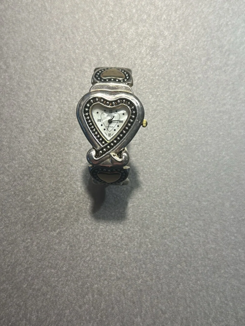 Brighton Silver-Tone Heart Bracelet Watch with White Dial